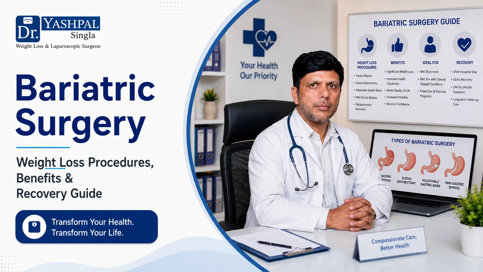 Patient recovering after bariatric surgery with healthy lifestyle changes and weight loss progress