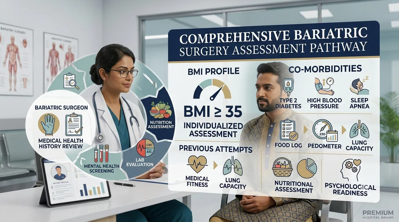 Bariatric surgery eligibility assessment including BMI medical nutritional and psychological evaluation