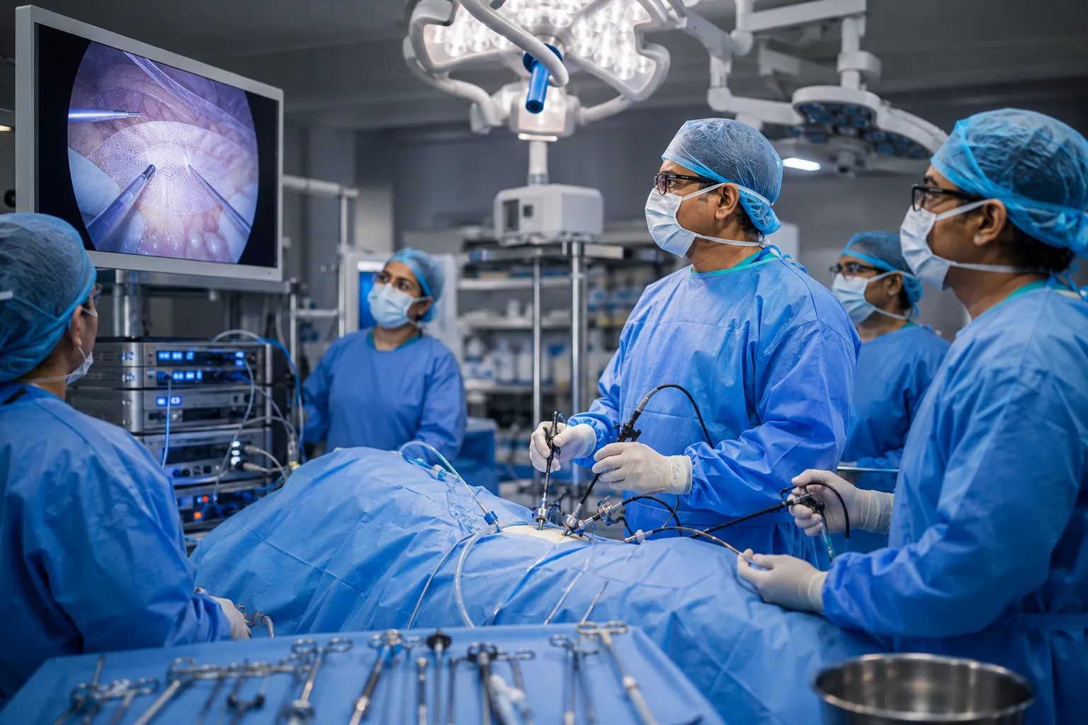 Laparoscopic hernia repair performed using minimally invasive surgical techniques