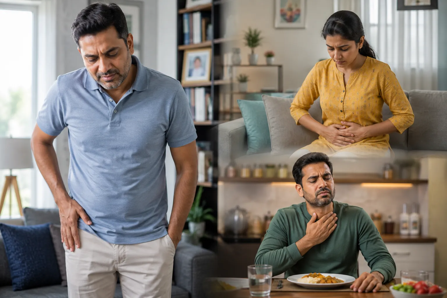 Different symptoms associated with common types of hernia