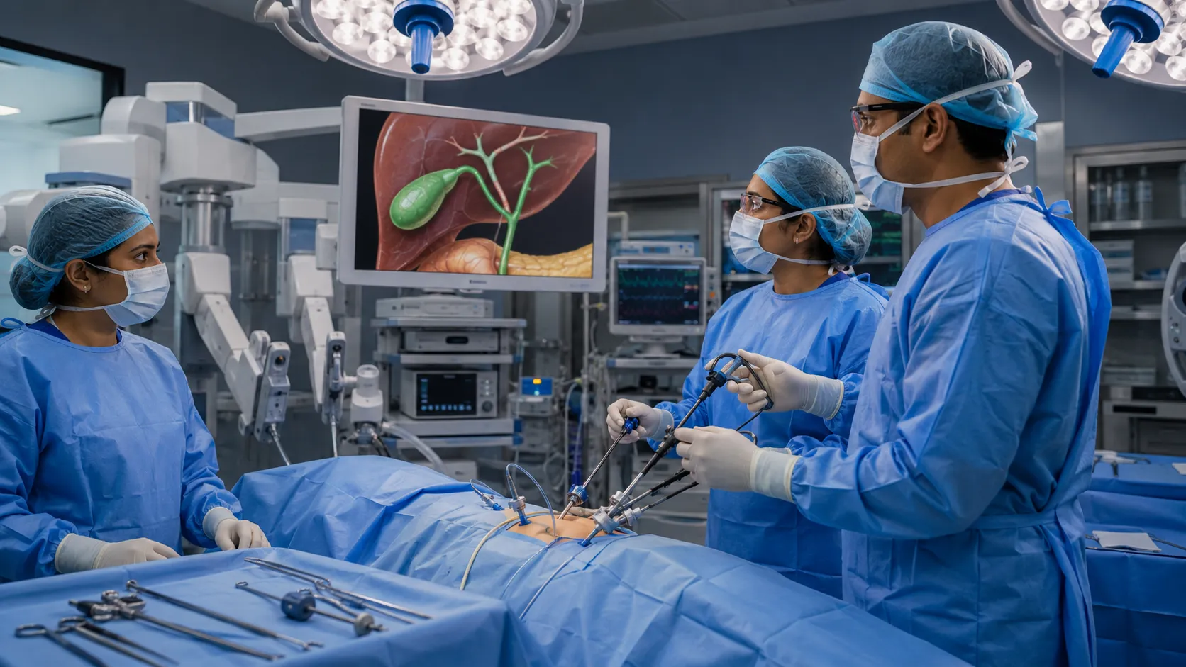 Laparoscopic gallbladder surgery using minimally invasive keyhole technique